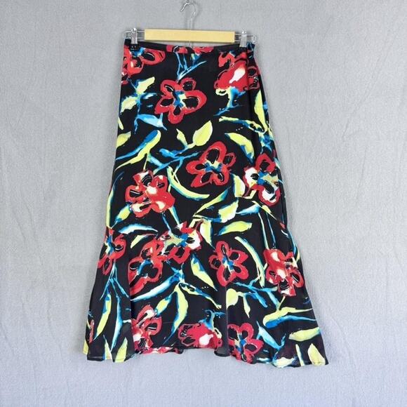 Chico's Dresses & Skirts - Chico's Silk Skirt Womens 2 Black Floral Lined Sheer Midi‎ Love Holidays Flaws